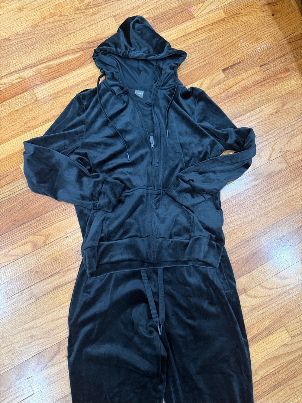 Oxo Kids Black Velour Hooded Jacket and Pants Set